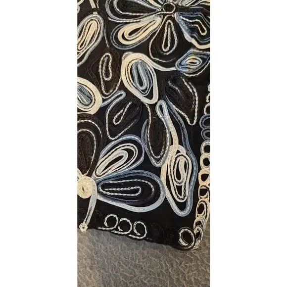 CS Casual Studio Women's Embroidered Floral Black Stretch Zip Jacket Size Sz‎ S - Picture 5 of 8